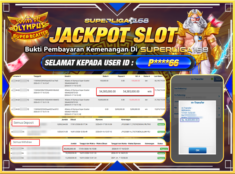 SUPERLIGA168 JACKPOT GATES OF OLYMPUS SUPER SCATTER Rp.40,000,0002LUNAS